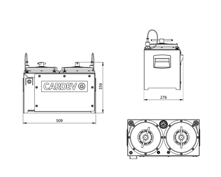 Dimensions du système de filtration Cardev 2S-24-500