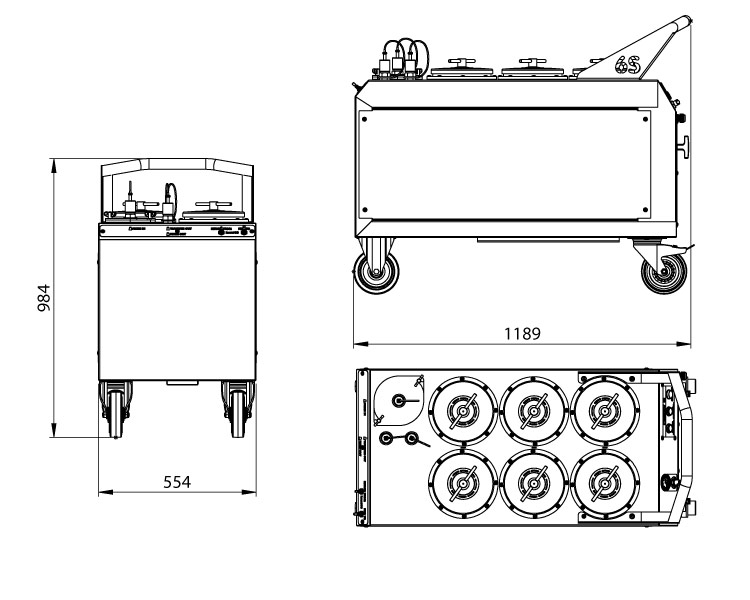 Dimensions du système de filtration Cardev 6S-B